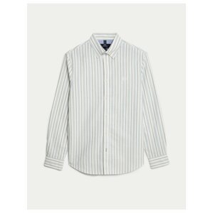 Modro-krémová pánská pruhovaná košile Marks & Spencer Oxford