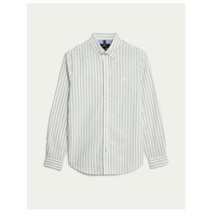 Modro-krémová pánská pruhovaná košile Marks & Spencer Oxford