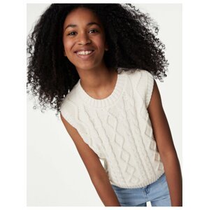 Krémová holčičí pletená vesta Marks & Spencer