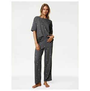 Šedá dámská vzorovaná pyžamová souprava Marks & Spencer