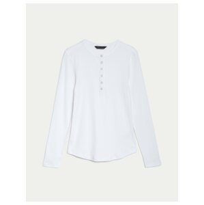 Bílé dámské žebrované tričko Marks & Spencer