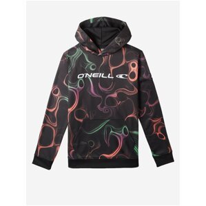 Oranžovo-černá klučičí vzorovaná mikina O'Neill RUTILE HOODIE FLEECE