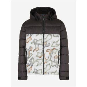 Bílo-černá pánská vzorovaná zimní bunda O'Neill O'RIGINALS PUFFER JACKET