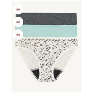 Sada tří dámských menstruačních kalhotek v bílé, šedé a tyrkysové barvě Marks & Spencer