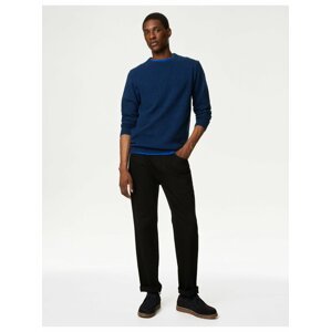 Modrý pánský vlněný basic svetr Marks & Spencer