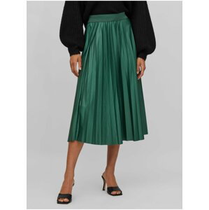 Zelená dámská saténová plisovaná midi sukně VILA Nitban