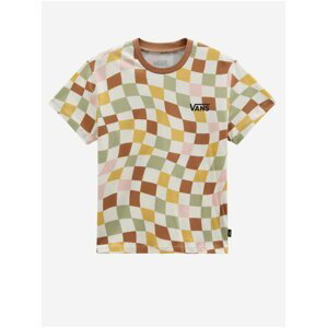 Bílo-hnědé holčičí kostkované tričko VANS Checker Print
