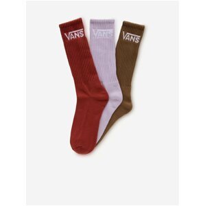 Sada tří párů pánských ponožek v hnědé, fialové a cihlové barvě VANS