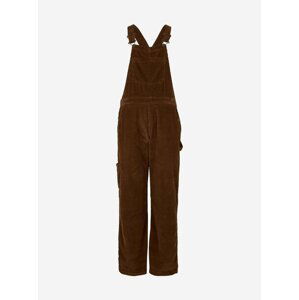 Hnědé dámské manšestrové kalhoty s laclem O'Neill CORD DUNGAREE