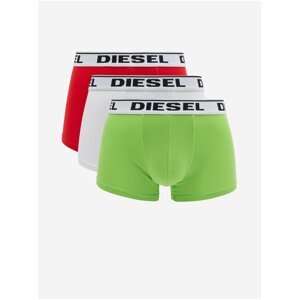 Sada tří pánských boxerek ve světle zelené, bílé a červené barvě Diesel