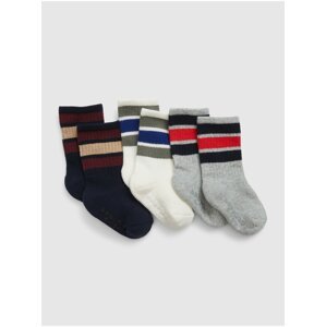 Sada tří párů dětských ponožek v šedé, bílé a tmavě modré barvě GAP