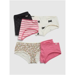 Sada pěti holčičích vzorovaných kalhotek v růžové, hnědé, krémové a černé barvě GAP