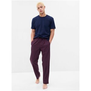 Vínové pánské kostkované pyžamové kalhoty GAP