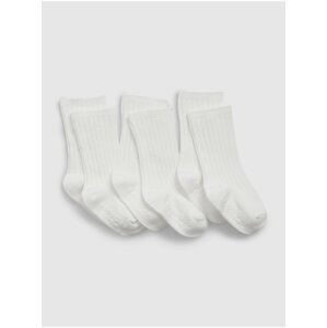 Sada tří párů holčičích ponožek v bílé barvě Gap