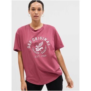 Tmavě růžové dámské tričko s potiskem GAP