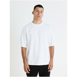 Bílé pánské basic oversize tričko Celio Fehem