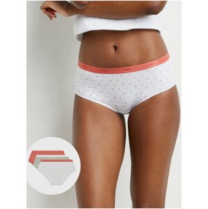 Sada tří dámských kalhotek v bílé, šedé a růžové barvě Dim LES POCKETS COTTON BOXER 3x