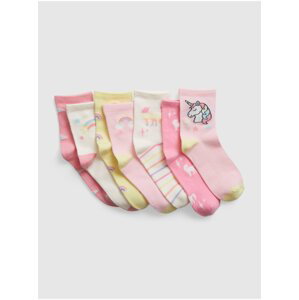Sada sedmi párů holčočích ponožek v růžové a bílé barvě Gap