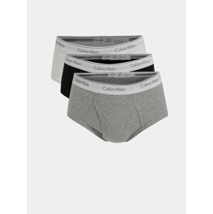 Sada tří pánských classic fit slipů v šedé, černé a bílé barvě Calvin Klein Underwear