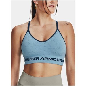 Modrá dámská vzorovaná sportovní podprsenka Under Armour UA Seamless Low Long Htr Bra