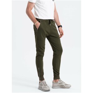 Khaki pánské tepláky Ombre Clothing