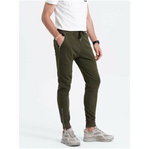 Khaki pánské tepláky Ombre Clothing