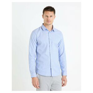 Světle modrá pánská pruhovaná košile Celio Fasanure