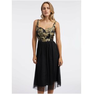 Zlato-černé dámské květované šaty ORSAY