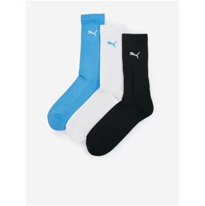 Sada tří párů ponožek v černé, bílé a modré barvě Puma Crew