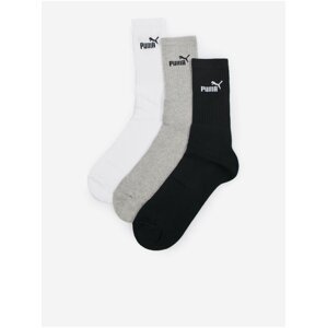 Sada tří párů ponožek v černé, šedé a bílé barvě Puma Elements Crew
