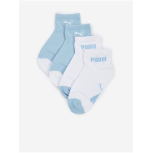 Sada dvou párů klučičích ponožek bílé a světle modré barvě Puma Mini Cats