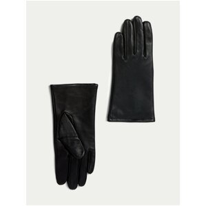 Černé dámské kožené rukavice s podšívkou Marks & Spencer