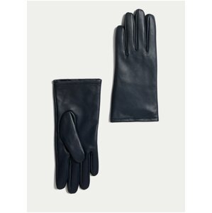 Tmavě modré dámské kožené rukavice s podšívkou Marks & Spencer