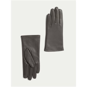 Šedé dámské kožené rukavice s podšívkou Marks & Spencer