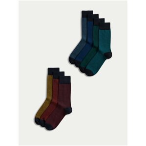 Sada sedmi párů pánských ponožek ve vínové, hořčicové, zelené a modré barvě Marks & Spencer Cool & Fresh™