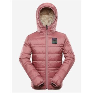 Béžovo-růžová dětská oboustranná zimní bunda ALPINE PRO EROMO