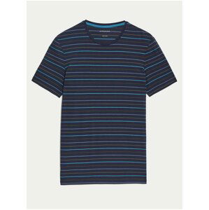 Tmavě modré pánské pruhované tričko Marks & Spencer