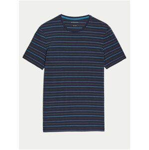 Tmavě modré pánské pruhované tričko Marks & Spencer