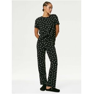 Černé dámské puntíkované pyžamo Marks & Spencer