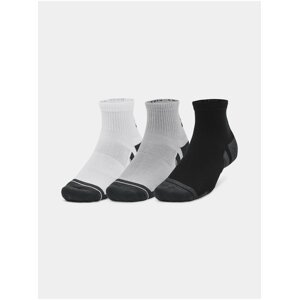 Sada tří párů unisex sportovních ponožek v bílé, šedé a černé barvě  Under Armour UA Performance Tech 3pk Qtr
