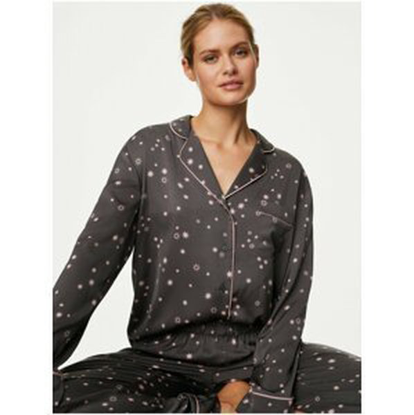 Tmavě šedá dámská vzorovaná pyžamová souprava Marks & Spencer