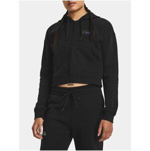 Černá crop top mikina Under Armour Pjt Rck HW Terry FZ Q4-BLK