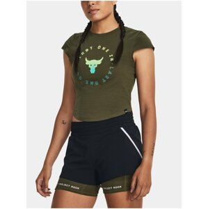 Khaki sportovní crop top tričko Under Armour Pjt Rck Nght Shft Cap T Q4