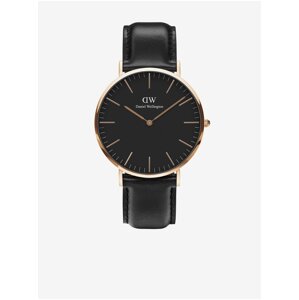 Černé pánské kožené hodinky Daniel Wellington Classic