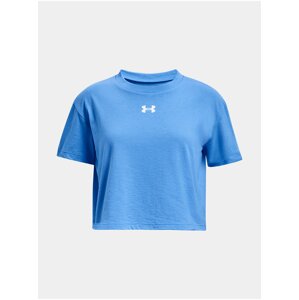 Modré holčičí crop top tričko Under Armour UA CROP SPORTSTYLE LOGO SS