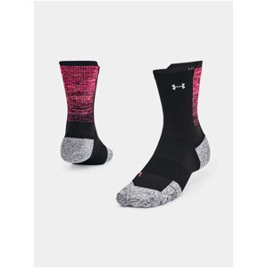 Růžovo-černé unisex sportovní ponožky Under Armour UA AD Run Cushion 1pk Mid
