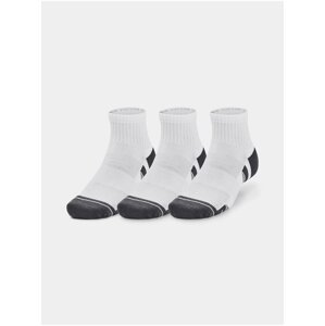 Sada tří párů dětských sportovních ponožek v bílé a tmavě šedé barvě Under Armour UA Performance Cotton 3p Qtr