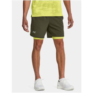 Khaki sportovní kraťasy Under Armour UA LAUNCH 7'' 2-IN-1 SHORT