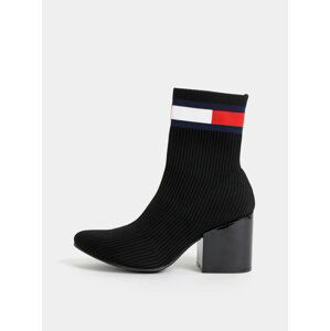 Černé dámské kotníkové boty Tommy Hilfiger Flag Sock