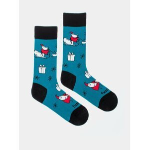 Modré vzorované ponožky Santa Fusakle Santa